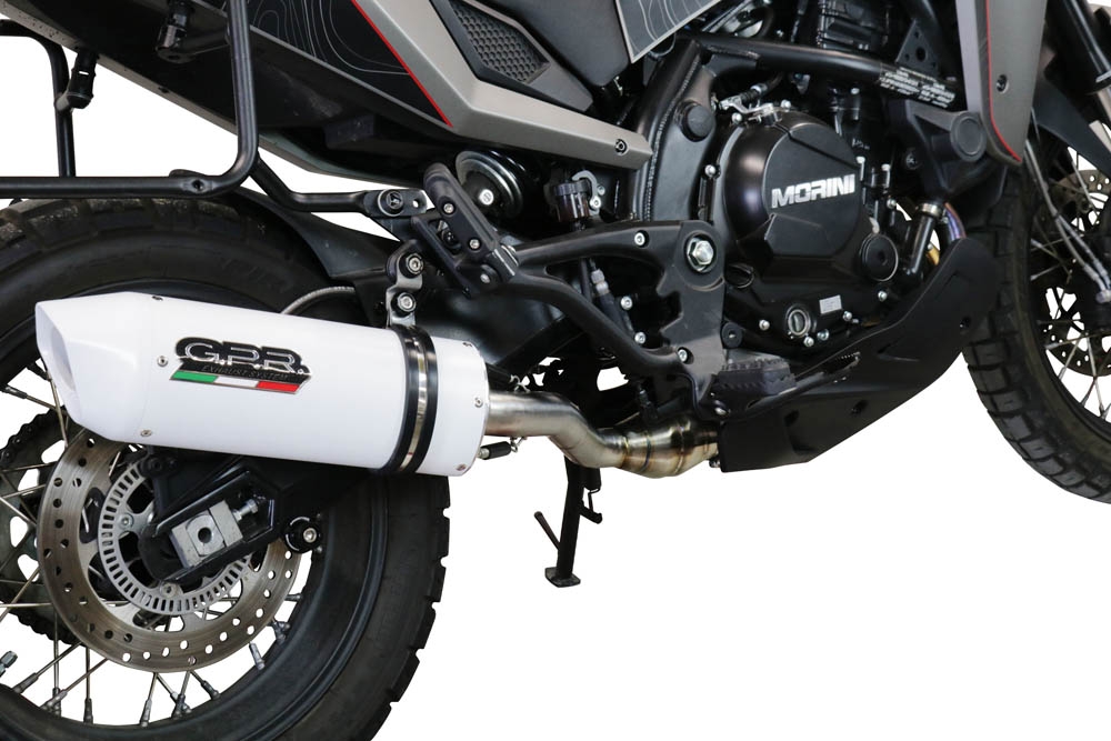 Pot echappement compatible avec Moto Morini X-CAPE 650 2021-2024, Albus Ceramic, Système demi complet homologué,pas légal pour les marchés européens, y compris db killer amovible 