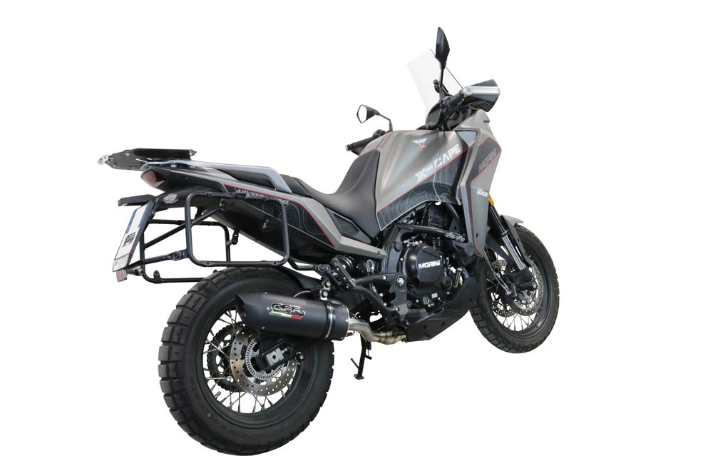 Pot echappement compatible avec Moto Morini X-CAPE 650 2021-2024, Furore Evo4 Nero, Système demi complet homologué,pas légal pour les marchés européens, y compris db killer amovible 