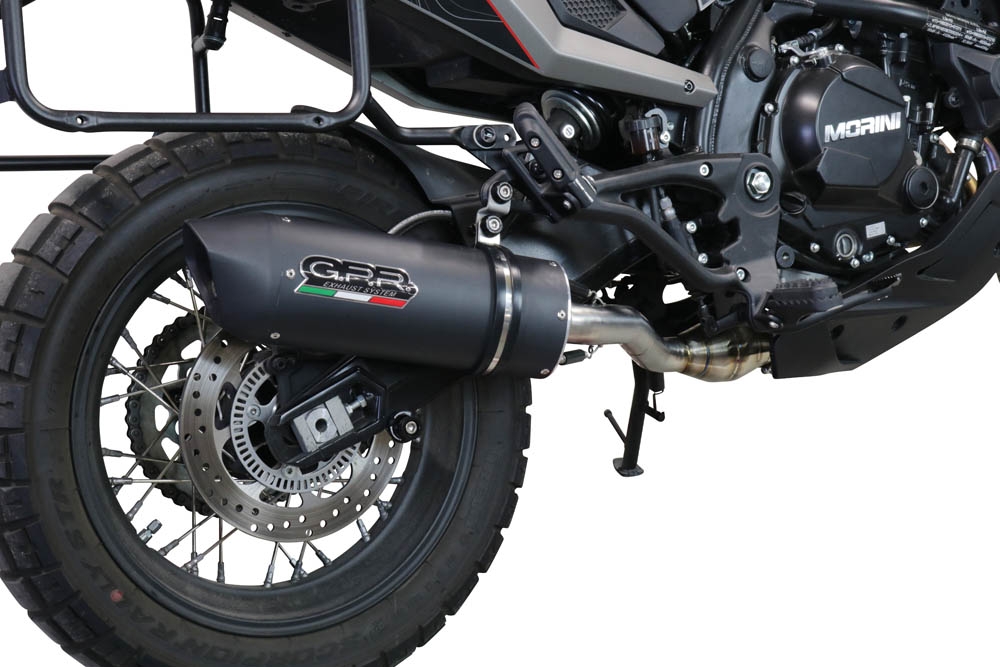 Pot echappement compatible avec Moto Morini X-CAPE 650 2021-2024, Furore Evo4 Nero, Système demi complet homologué,pas légal pour les marchés européens, y compris db killer amovible 