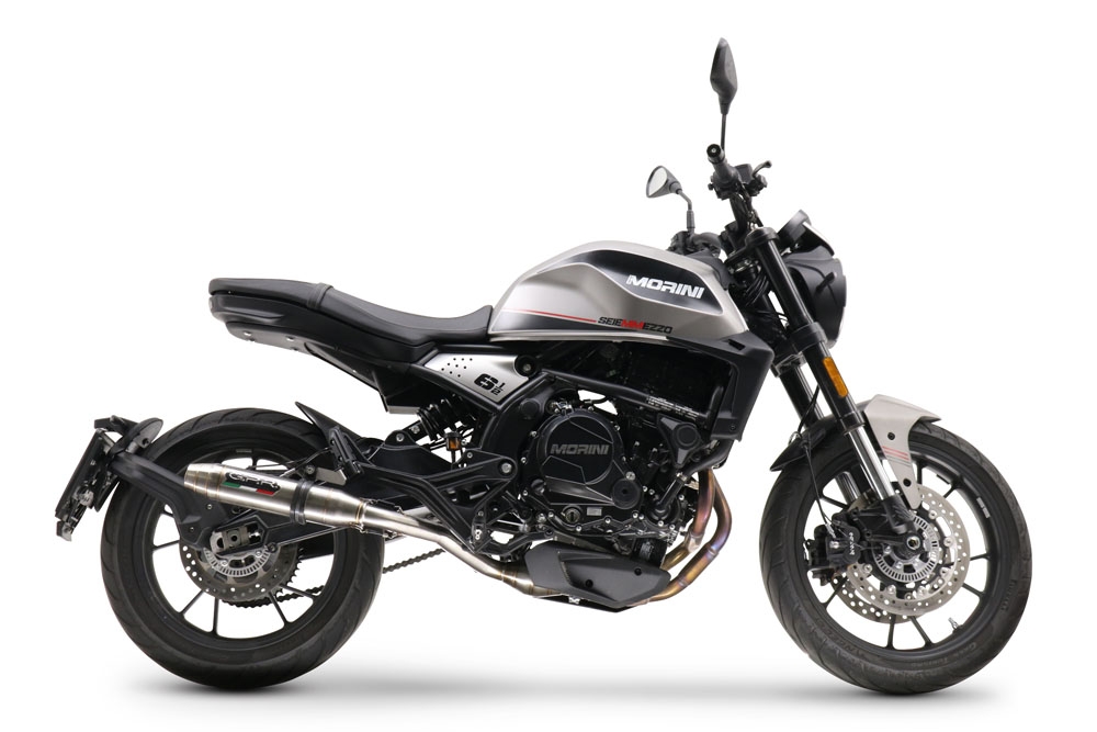 Pot echappement compatible avec Moto Morini Seiemmezzo Scr 2022-2024, Deeptone Inox, Système demi complet homologué,pas légal pour les marchés européens, y compris db killer amovible 