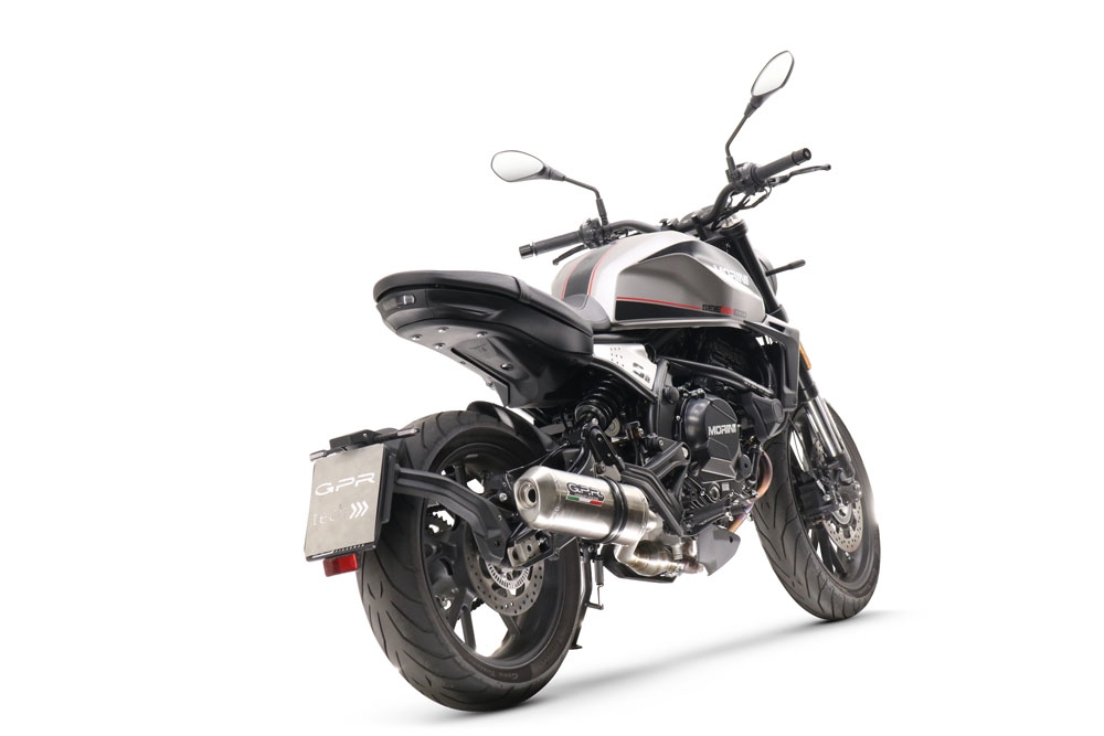 Pot echappement compatible avec Moto Morini Seiemmezzo Str 2022-2024, Satinox , Système demi complet homologué,pas légal pour les marchés européens, y compris db killer amovible 