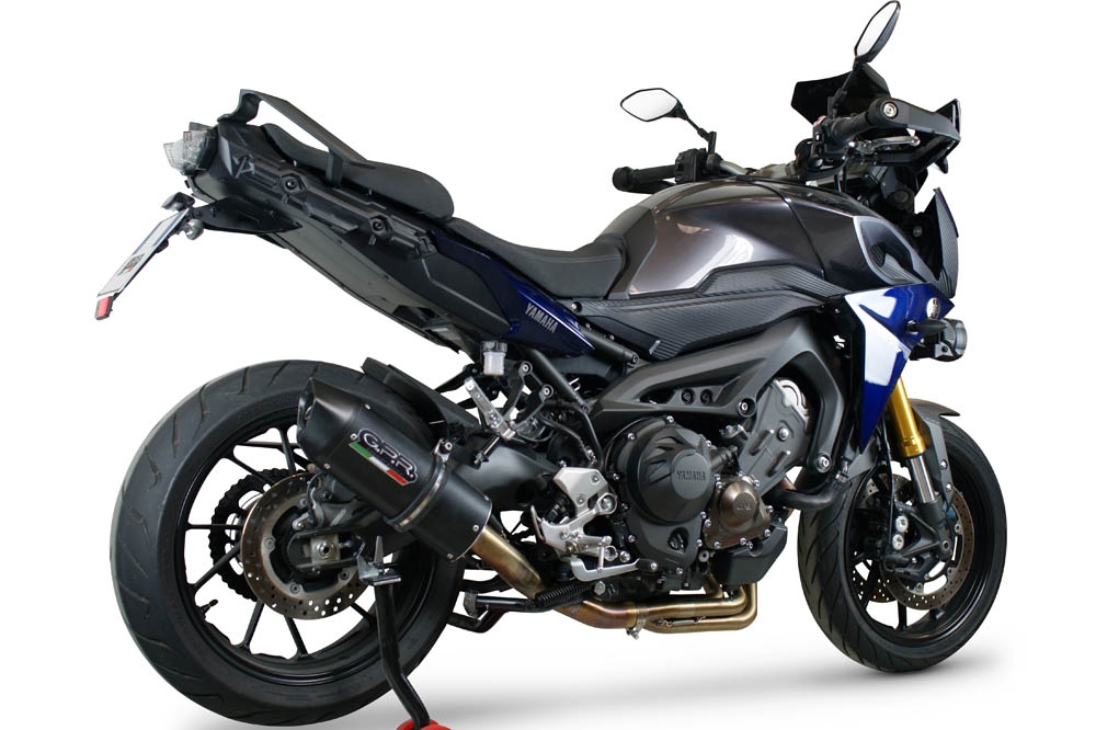Pot echappement compatible avec Yamaha Mt-09 Tracer 900 2017-2020, Furore Evo4 Nero, Pot échappement complet, non légal pour les pays de l'UE, avec db killer amovible 