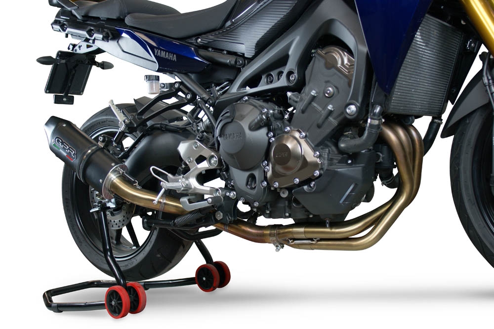 Pot echappement compatible avec Yamaha Mt-09 Tracer 900 2017-2020, Furore Evo4 Nero, Pot échappement complet, non légal pour les pays de l'UE, avec db killer amovible 