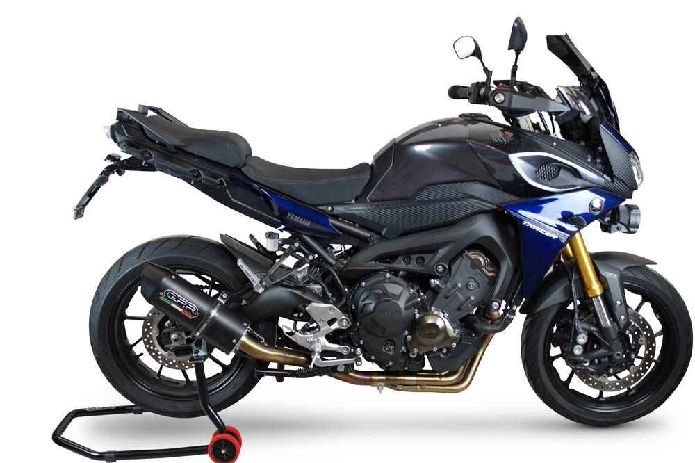Pot echappement compatible avec Yamaha Mt-09 Tracer 900 2017-2020, Furore Evo4 Nero, Pot échappement complet, non légal pour les pays de l'UE, avec db killer amovible 