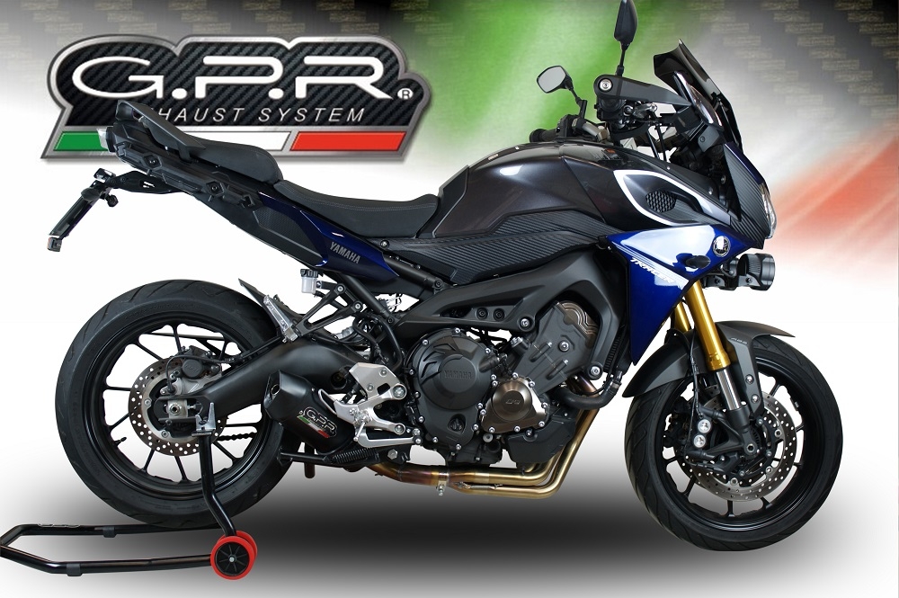 Pot echappement compatible avec Yamaha Tracer 9 GT 2021-2024, Furore Evo4 Nero, Pot échappement complet, non légal pour les pays de l'UE, avec db killer amovible 