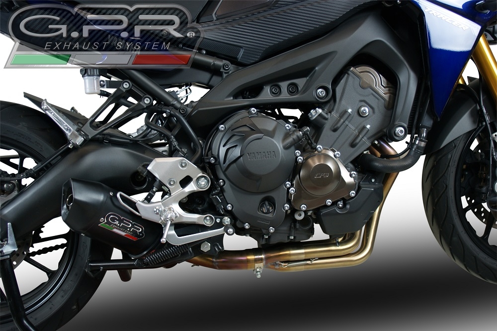 Pot echappement compatible avec Yamaha Tracer 9 GT 2021-2024, Furore Evo4 Nero, Pot échappement complet, non légal pour les pays de l'UE, avec db killer amovible 