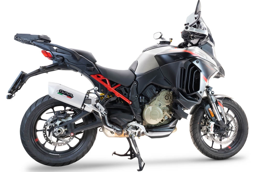 Pot echappement compatible avec Ducati Multistrada V4 Grand Tour 2024-2025, Albus Evo4, Échappement légal, homologué,silencieux avec db killer amovible et tuyau de liaison spécifique 