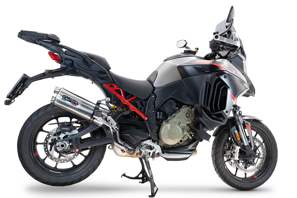 Pot echappement compatible avec Ducati Multistrada V4 Rally 2023-2024, Dual Inox, Échappement légal, homologué,silencieux avec db killer amovible et tuyau de liaison spécifique 