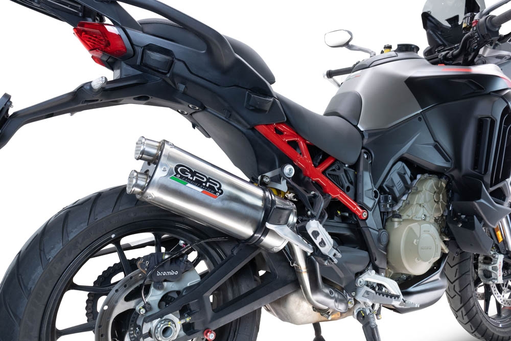 Pot echappement compatible avec Ducati Multistrada V4 Rally 2023-2024, Dual Inox, Échappement légal, homologué,silencieux avec db killer amovible et tuyau de liaison spécifique 