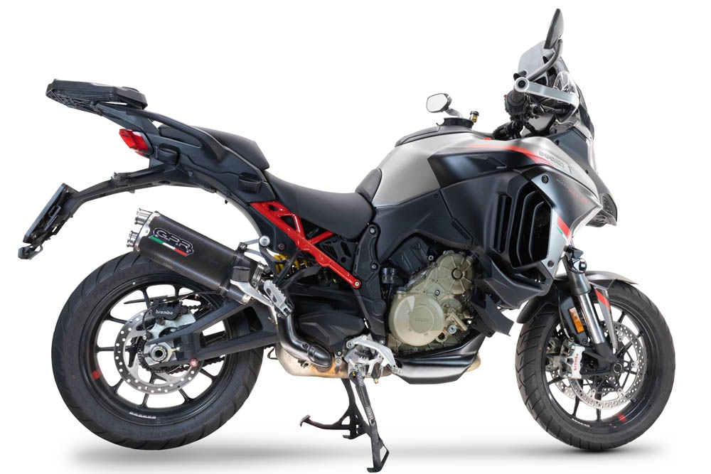 Pot echappement compatible avec Ducati Multistrada V4 Rally 2023-2024, Dual Poppy, Échappement légal, homologué,silencieux avec db killer amovible et tuyau de liaison spécifique 