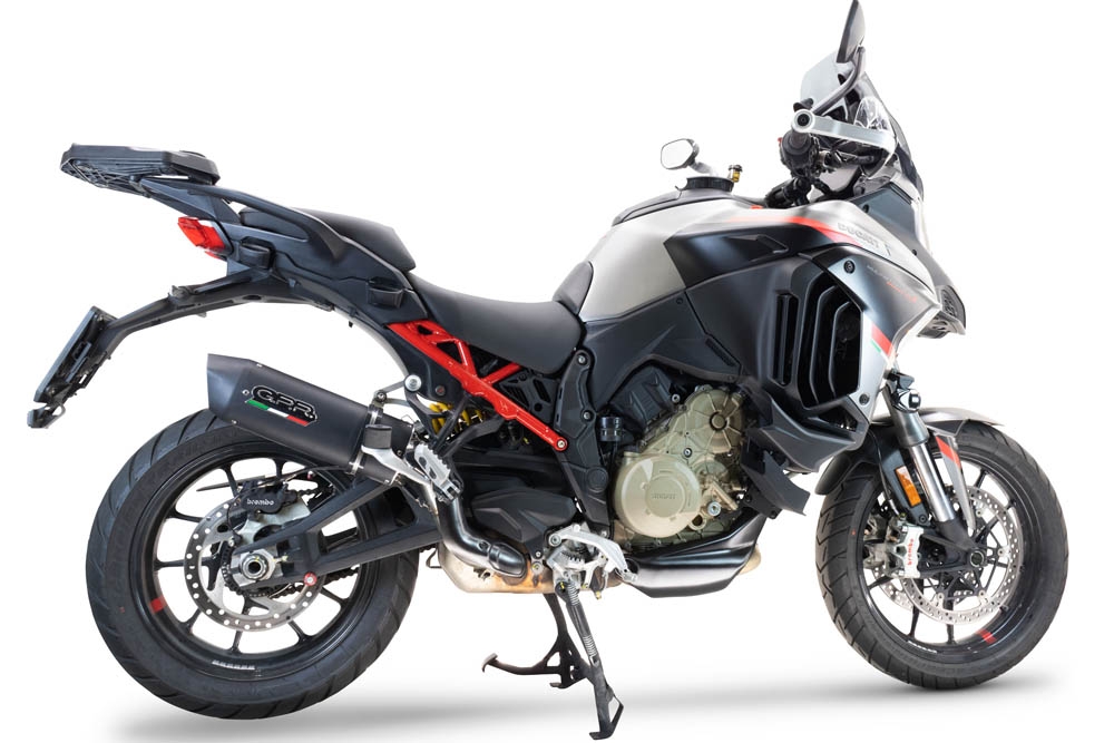Pot echappement compatible avec Ducati Multistrada V4 - S 2022-2024, Furore Evo4 Nero, Échappement légal, homologué,silencieux avec db killer amovible et tuyau de liaison spécifique 