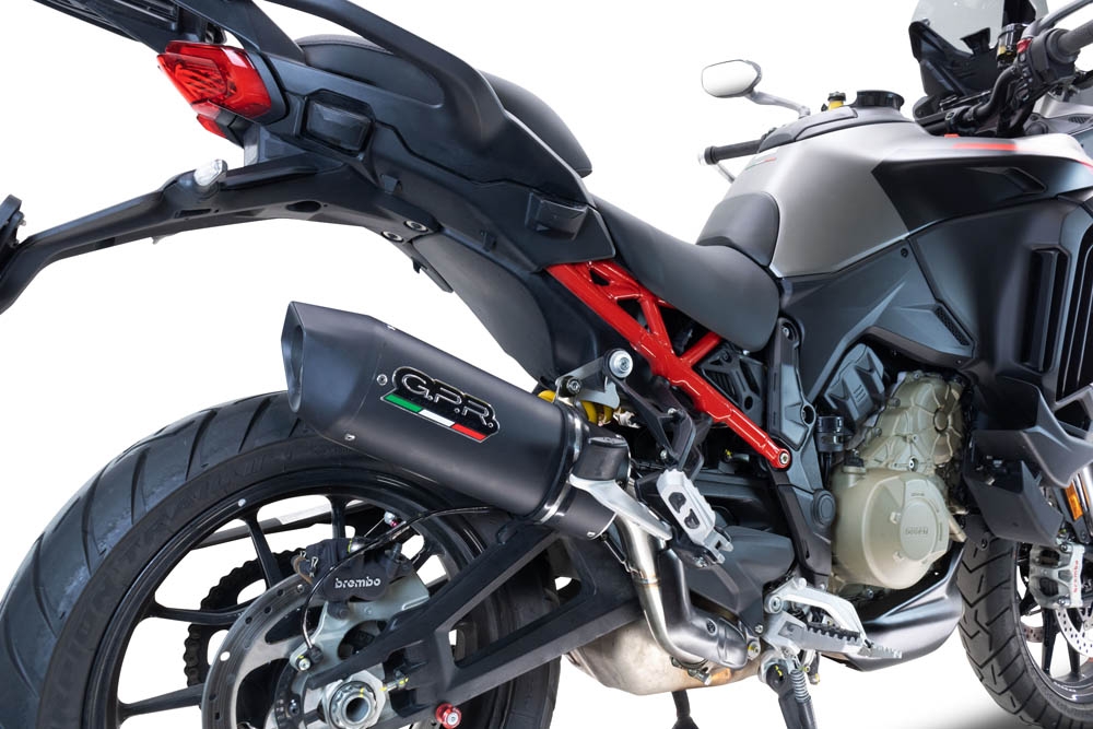 Pot echappement compatible avec Ducati Multistrada V4 - S 2022-2024, Furore Evo4 Nero, Échappement légal, homologué,silencieux avec db killer amovible et tuyau de liaison spécifique 