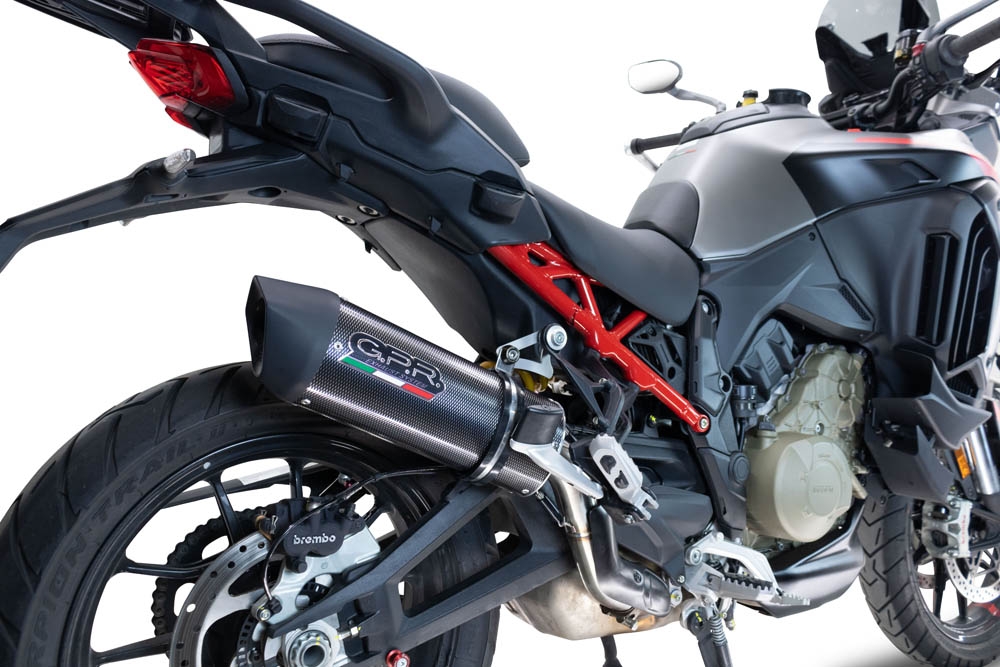 Pot echappement compatible avec Ducati Multistrada V4 Grand Tour 2024-2025, Furore Evo4 Poppy, Échappement légal, homologué,silencieux avec db killer amovible et tuyau de liaison spécifique 