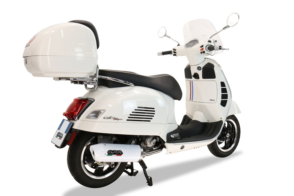 Pot echappement compatible avec Piaggio Vespa 125 Gts-Gtv-Super 2006-2016, Albus Ceramic, Pot d'échappement complet racing, compris de collecteur et db killer amovible, sans homologation 
