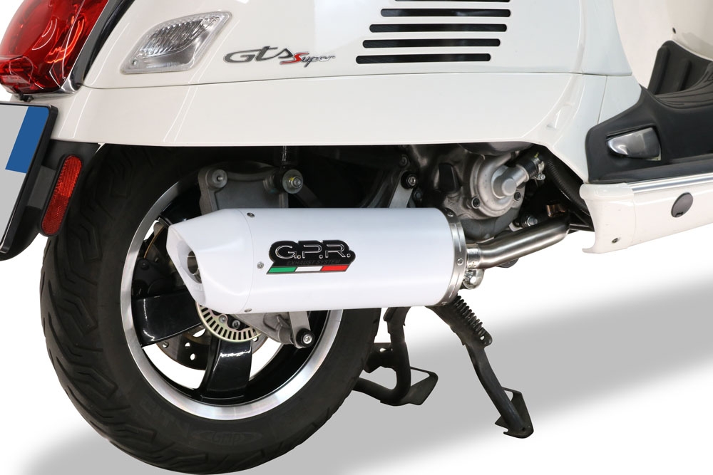 Pot echappement compatible avec Piaggio Vespa 125 Gts-Gtv-Super 2006-2016, Albus Ceramic, Pot d'échappement complet racing, compris de collecteur et db killer amovible, sans homologation 