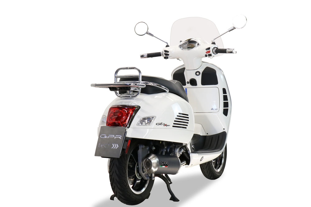 Pot echappement compatible avec Piaggio Vespa 125 Gts-Gtv-Super 2006-2016, Evo4 Road, Homologué et légal, système d'échappement complet, avec db killer amovible 