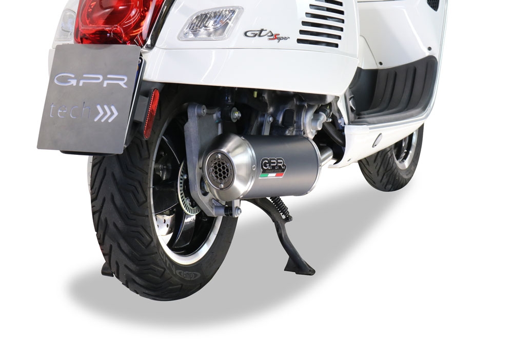 Pot echappement compatible avec Piaggio Vespa 125 Gts-Gtv-Super 2006-2016, Evo4 Road, Homologué et légal, système d'échappement complet, avec db killer amovible 