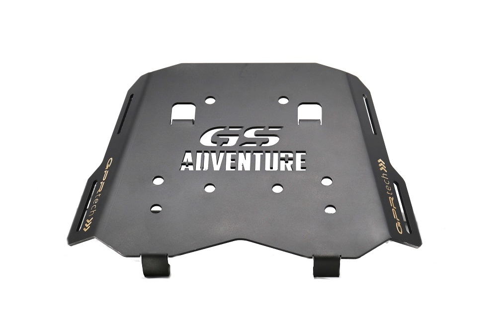 GPR TECH compatible with  Bmw R 1250 Gs Adventure 2021/2024 e5 GPR TECH SPECIFIC PLATE IN TITANIUM TOP CASE-ALPITECH 55 LT compatible with original luggage rack,titanium made with 4 anchor points