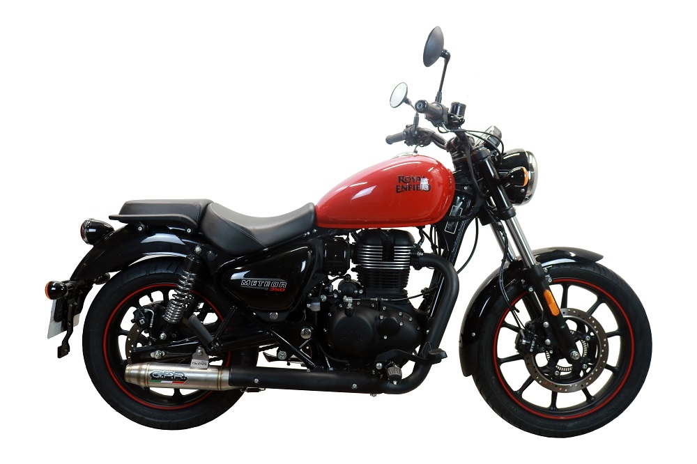 Pot echappement compatible avec Royal Enfield Meteor 350 2021-2023, Deeptone Inox, Pot échappement racing, avec les tuyaux de liaison, article sans homologation 
