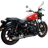 Pot echappement compatible avec Royal Enfield Meteor 350 2021-2023, Deeptone Inox, Pot échappement racing, avec les tuyaux de liaison, article sans homologation 