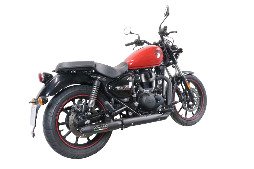 Pot echappement compatible avec Royal Enfield Meteor 350 2021-2023, Deeptone Nero, Pot Echappement homologué pour les marchés non européens 