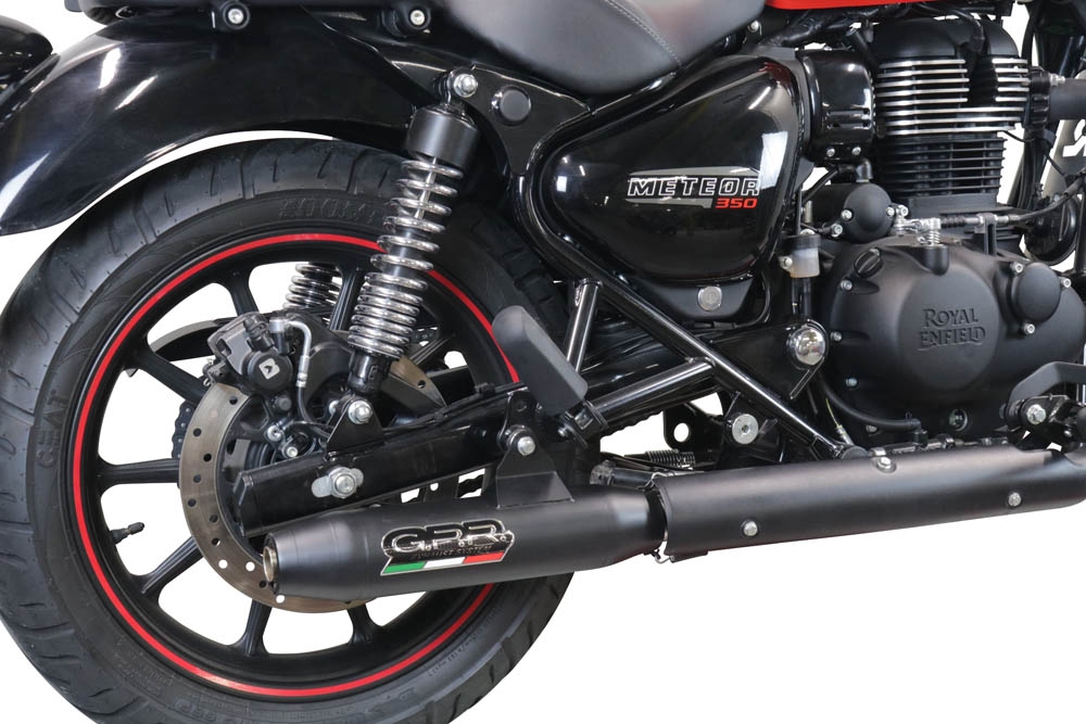 Pot echappement compatible avec Royal Enfield Meteor 350 2021-2023, Deeptone Nero, Pot Echappement homologué pour les marchés non européens 