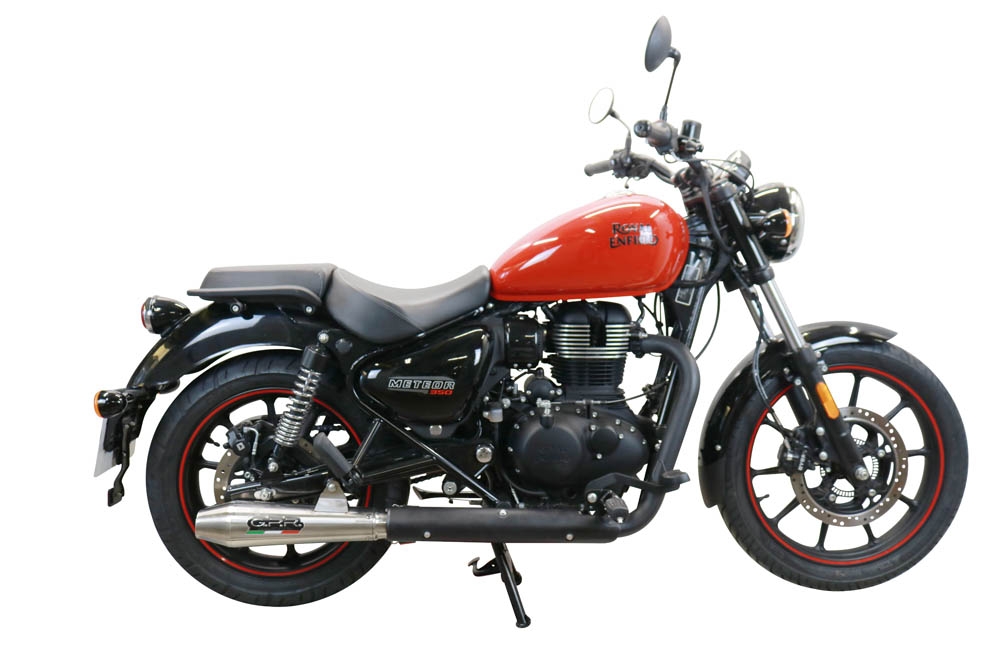 Pot echappement compatible avec Royal Enfield Meteor 350 2021-2023, Ultracone, Pot échappement racing, avec les tuyaux de liaison, article sans homologation 
