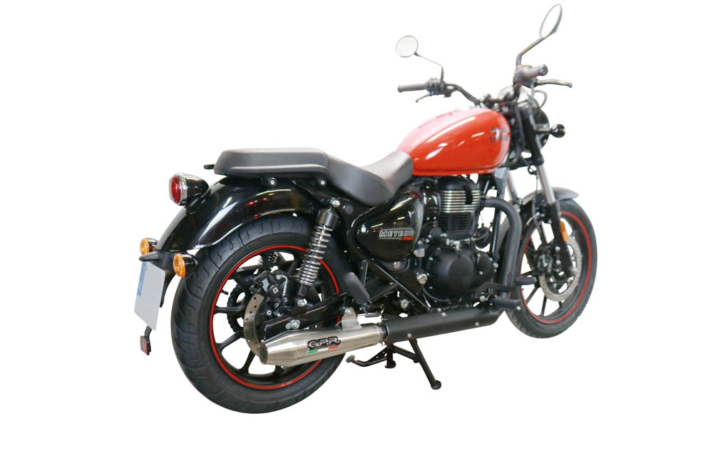 Pot echappement compatible avec Royal Enfield Meteor 350 2021-2023, Ultracone, Pot échappement racing, avec les tuyaux de liaison, article sans homologation 