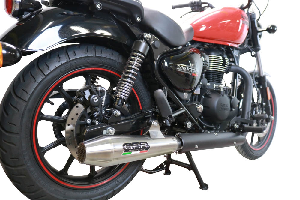 Pot echappement compatible avec Royal Enfield Meteor 350 2021-2023, Ultracone, Pot échappement racing, avec les tuyaux de liaison, article sans homologation 