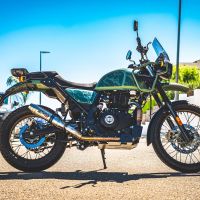 Pot echappement compatible avec Royal Enfield Himalayan 410 2021-2024, Deeptone Inox, Pot échappement racing, avec les tuyaux de liaison, article sans homologation 