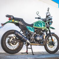 Pot echappement compatible avec Royal Enfield Himalayan 410 2021-2024, Furore Nero, Pot échappement racing, avec les tuyaux de liaison, article sans homologation 