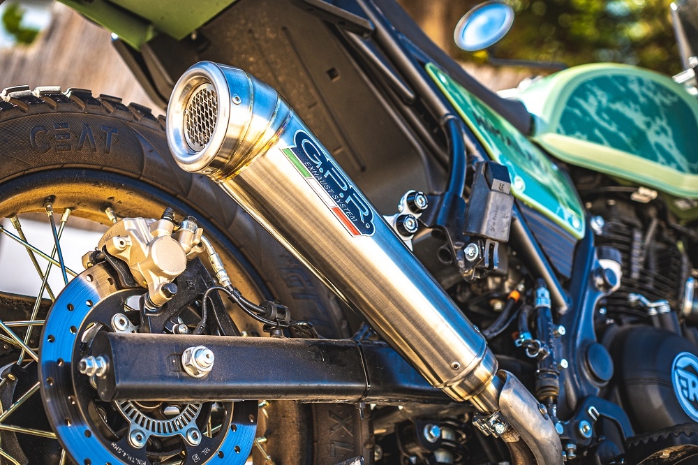 Pot echappement compatible avec Royal Enfield Himalayan 410 Diam.36mm 2017-2020, Powercone Evo, Système complet homologué pour les marchés non européens 