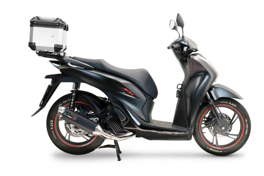 Pot echappement compatible avec Honda SH 125 2020-2023, Pentascooter, Pot échappement complet, non légal pour les pays de l'UE, avec db killer amovible 