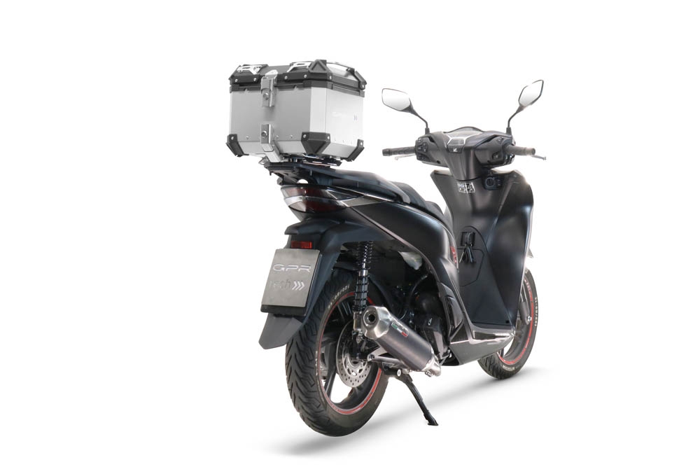 Pot echappement compatible avec Honda SH 125 2020-2023, Pentascooter, Pot échappement complet, non légal pour les pays de l'UE, avec db killer amovible 