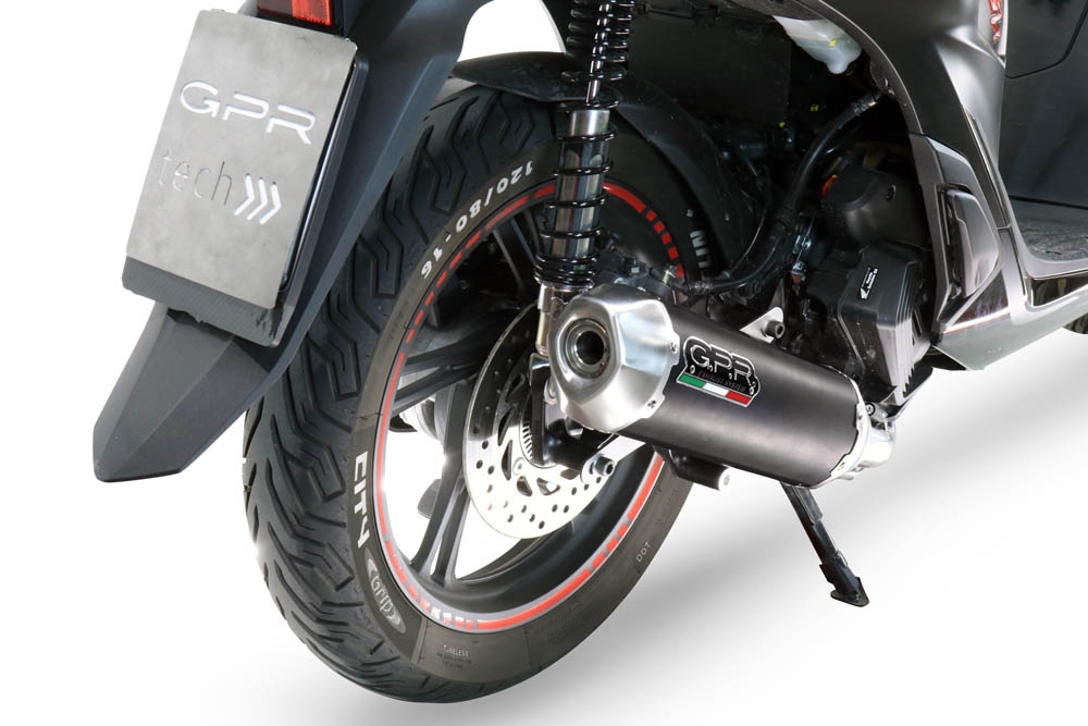 Pot echappement compatible avec Honda SH 125 2020-2023, Pentascooter, Pot échappement complet, non légal pour les pays de l'UE, avec db killer amovible 