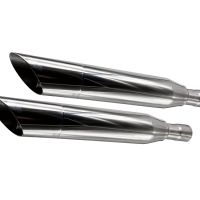 Pot echappement compatible avec Harley Davidson Sportster 1200 2004-2009, Slash Inox, Paire de pot d'échappement homologuées, livrées avec db killer amovible et raccords spécifiques 