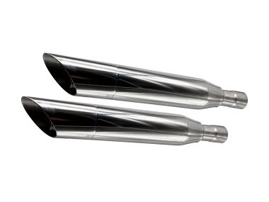 Pot echappement compatible avec Harley Davidson Sportster 1200 2004-2009, Slash Inox, Paire de pot d'échappement homologuées, livrées avec db killer amovible et raccords spécifiques 