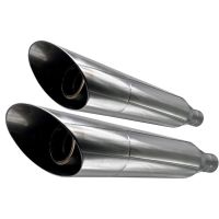 Pot echappement compatible avec Harley Davidson Sportster 1200 2004-2009, Slash Inox, Paire de pot d'échappement homologuées, livrées avec db killer amovible et raccords spécifiques 