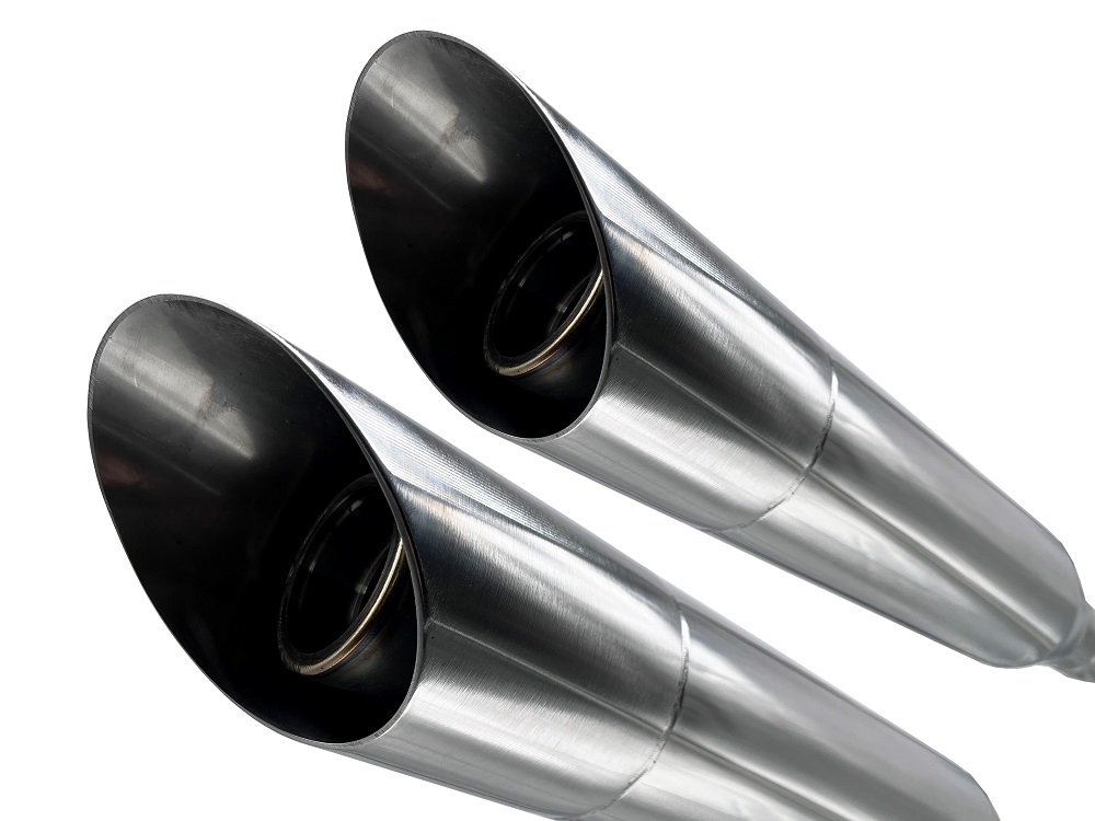 Pot echappement compatible avec Harley Davidson Sportster 1200 2004-2009, Slash Inox, Paire de pot d'échappement homologuées, livrées avec db killer amovible et raccords spécifiques 