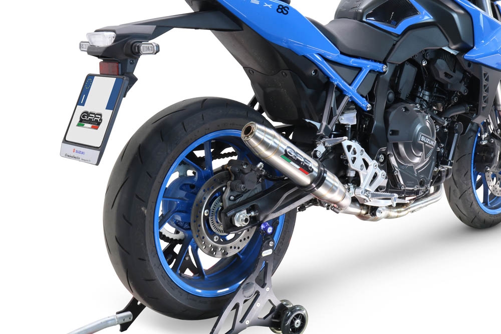 Pot echappement compatible avec Suzuki Gsx-8S 2022-2024, Deeptone Inox, Pot échappement complet, non légal pour les pays de l'UE, avec db killer amovible 