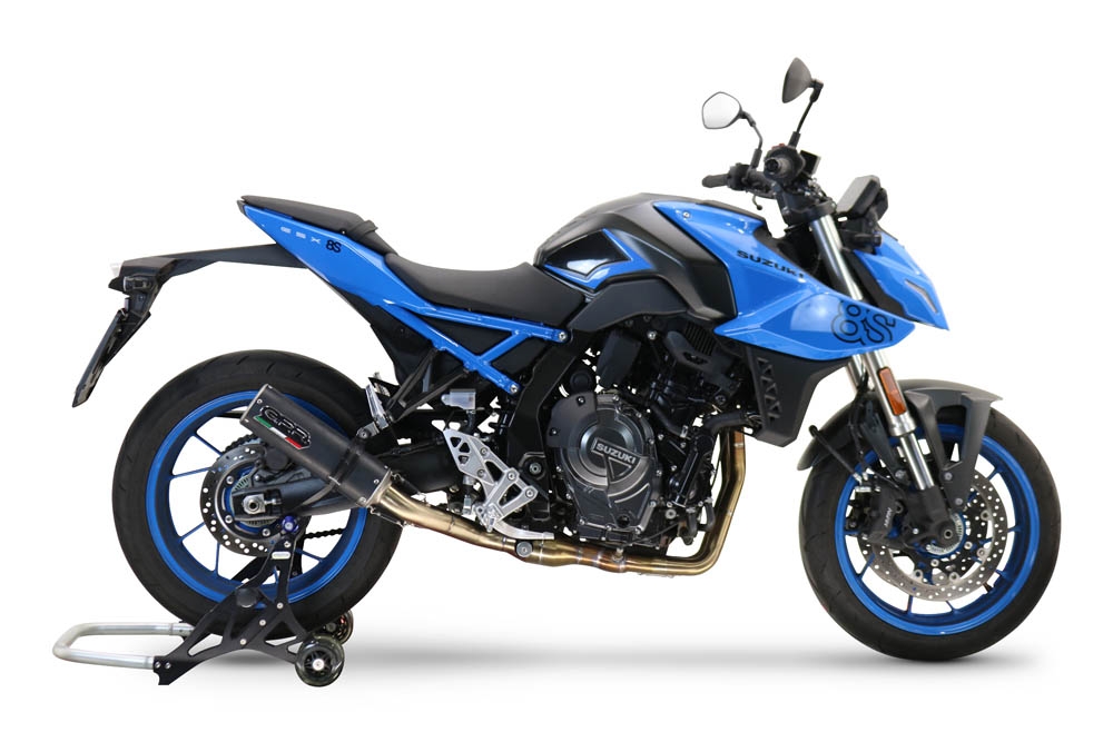 Pot echappement compatible avec Suzuki Gsx-8S 2022-2024, M3 Black Titanium, Pot échappement complet, non légal pour les pays de l'UE, avec db killer amovible 