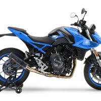 Pot echappement compatible avec Suzuki Gsx-8S 2022-2024, M3 Black Titanium, Pot échappement complet, non légal pour les pays de l'UE, avec db killer amovible 