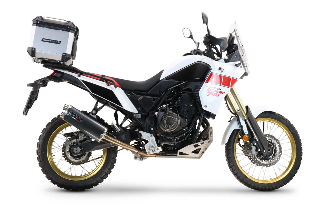 Top case GPR TECH compatible with  Yamaha Tenere 700 2021/2024 e5 GPR TECH Top case in aluminum, silver color, including roof rack and specific plate Capacity 45 LT.
