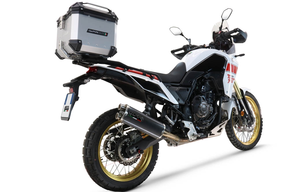 Top case GPR TECH compatible with  Yamaha Tenere 700 2021/2024 e5 GPR TECH Top case in aluminum, silver color, including roof rack and specific plate Capacity 45 LT.