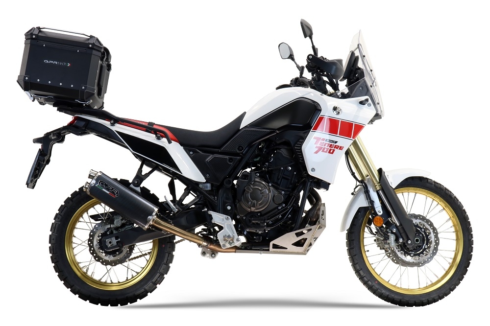 Pot echappement compatible avec Yamaha Tenere 700 2019-2020, Dual Poppy, Échappement légal, homologué,silencieux avec db killer amovible et tuyau de liaison spécifique 