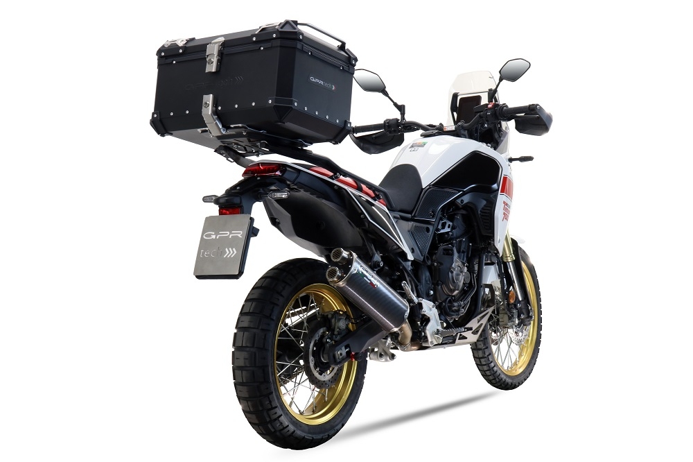 Pot echappement compatible avec Yamaha Tenere 700 2019-2020, Dual Poppy, Échappement légal, homologué,silencieux avec db killer amovible et tuyau de liaison spécifique 