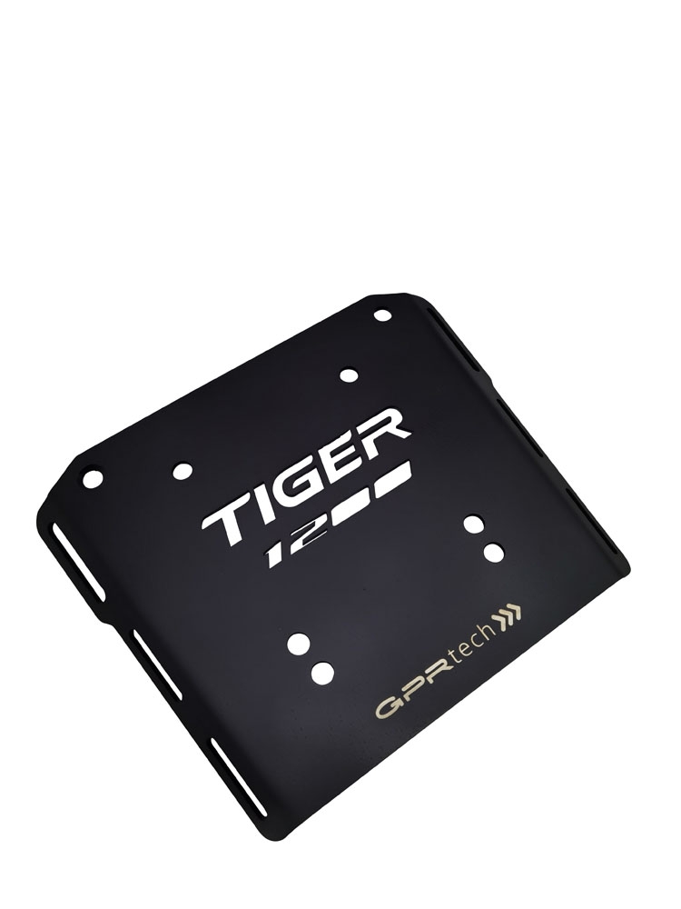 GPR TECH compatible with  Triumph Tiger 1200 explorer 2017/2021 e4 GPR TECH SPECIFIC TITANIUM PLATE TOP CASE-ALPITECH 35/55 LT compatible with original luggage rack,titanium made with 4 anchor points