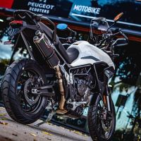 Pot echappement compatible avec Triumph Tiger 850 2020-2024, Dual Inox, Échappement légal, homologué,silencieux avec db killer amovible et tuyau de liaison spécifique 
