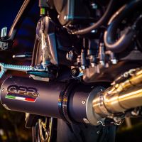 Pot echappement compatible avec Triumph Trident 660 2021-2024, M3 Black Titanium, Pot échappement complet, non légal pour les pays de l'UE, avec db killer amovible 