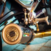 Pot echappement compatible avec Triumph Trident 660 2021-2024, M3 Black Titanium, Pot échappement complet, non légal pour les pays de l'UE, avec db killer amovible 